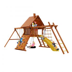 Детский игровой комплекс New Sunrise SUNRISESTAR NS6 с деревянной крышей и рукоходом