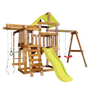Детский игровой комплекс Babygarden Play 6 с балконом турником и горкой 2.2 м жёлтая