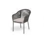 Стул 4SIS Лион плетеный из роупа, каркас алюминий темно-серый, роуп темно-серый круглый, ткань бежевая